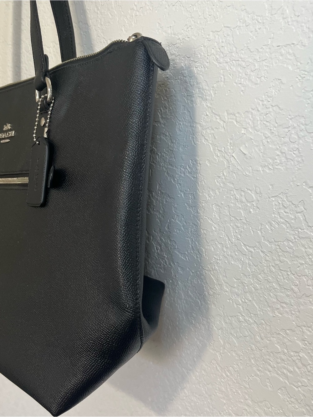 Coach Black Leather Tote Bag with Silver Hardware - Picture 8 of 16